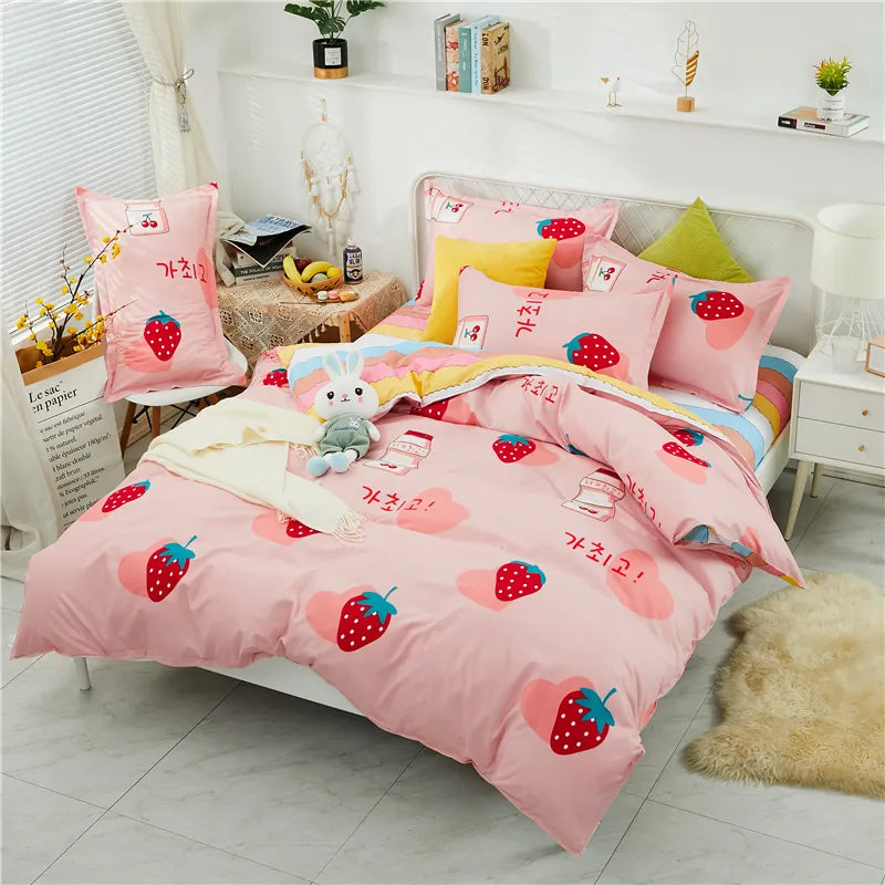 Pink Strawberry Duvet Cover Bedding Sets