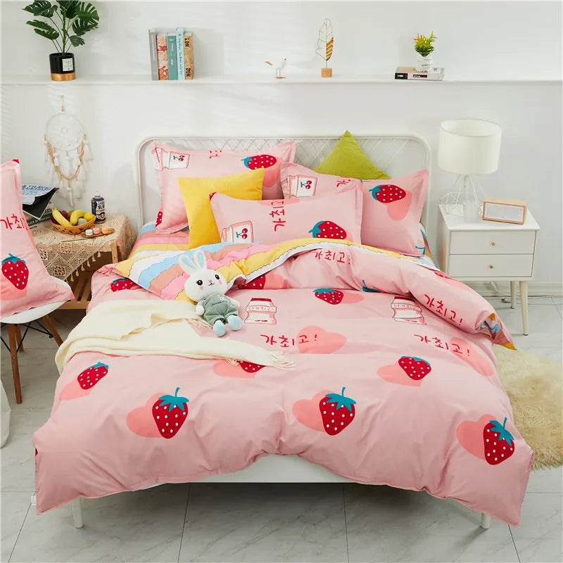 Pink Strawberry Duvet Cover Bedding Sets