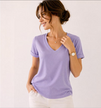 Women's Soft Rib Knit V-Neck Tee