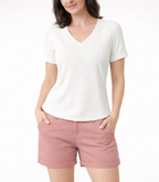 Women's Soft Rib Knit V-Neck Tee