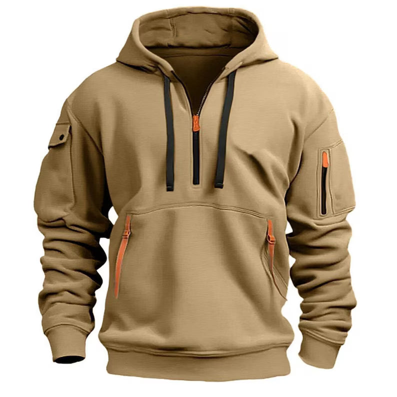 Tactical Hoodie with Front and Sleeve Zipper Pockets