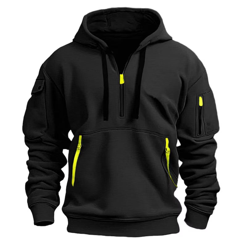 Tactical Hoodie with Front and Sleeve Zipper Pockets