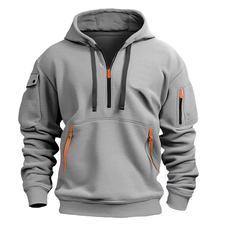 Tactical Hoodie with Front and Sleeve Zipper Pockets