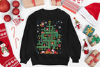 Mario Tube Christmas Tree Ugly Sweater - Gamer Holiday Graphic Pullover