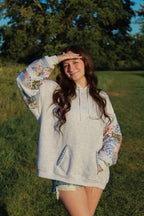Multicolor Patchwork Hoodie Sweatshirt Crewneck