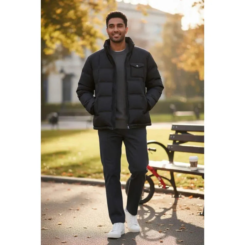 Heavyweight Insulated Winter Puffer Jacket Matte Black