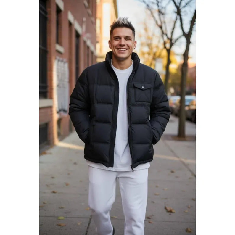 Heavyweight Insulated Winter Puffer Jacket Matte Black