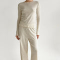 Organic Cotton Pointelle Pajama Set - Women's Soft Long Sleeve Sleepwear