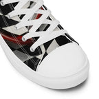 Unisex Black & Cream Checker High Top Sneakers