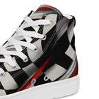 Unisex Black & Cream Checker High Top Sneakers
