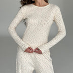Organic Cotton Pointelle Pajama Set - Women's Soft Long Sleeve Sleepwear