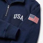 Embroidered USA Quarter Zip Sweatshirt, American Flag Pullover, USA Pride