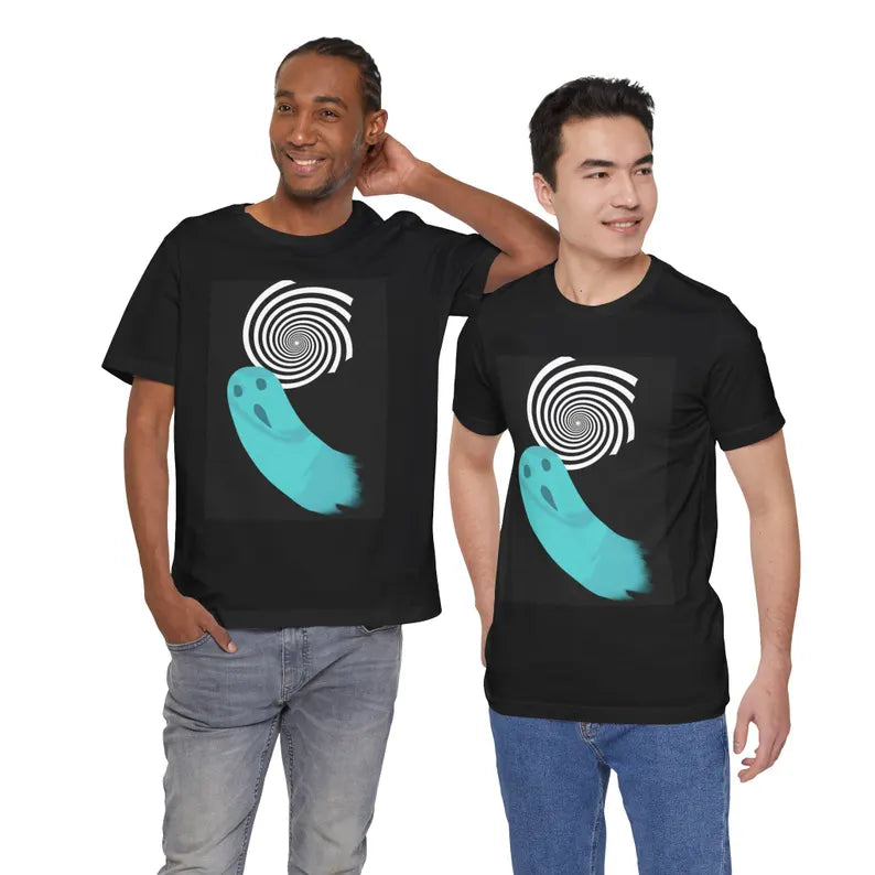 Nicole's Hypnotic Spiral Ghost Tee - Spooky Retro Ghost T-Shirt