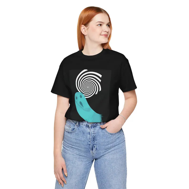 Nicole's Hypnotic Spiral Ghost Tee - Spooky Retro Ghost T-Shirt