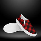 Men's Red Plaid Canvas Loafer Shoes
