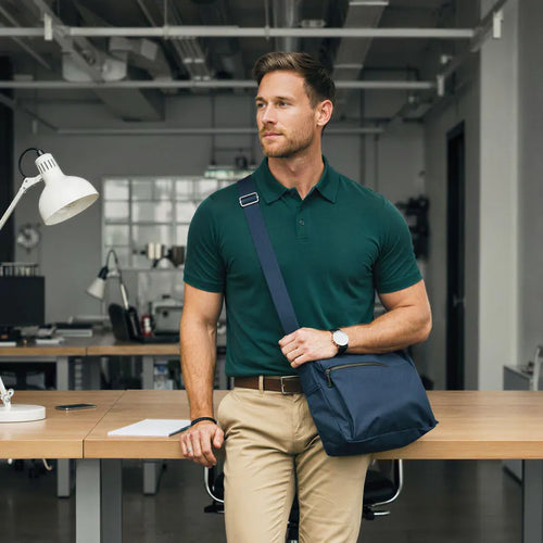 Casual men's polo, classic polo lightweight merino shirt