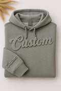 Custom 3D Raised Text Hoodie, Embossed Lettering