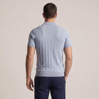 Men's Ribbed Knit Polo Shirt, Slim Fit Short Sleeve