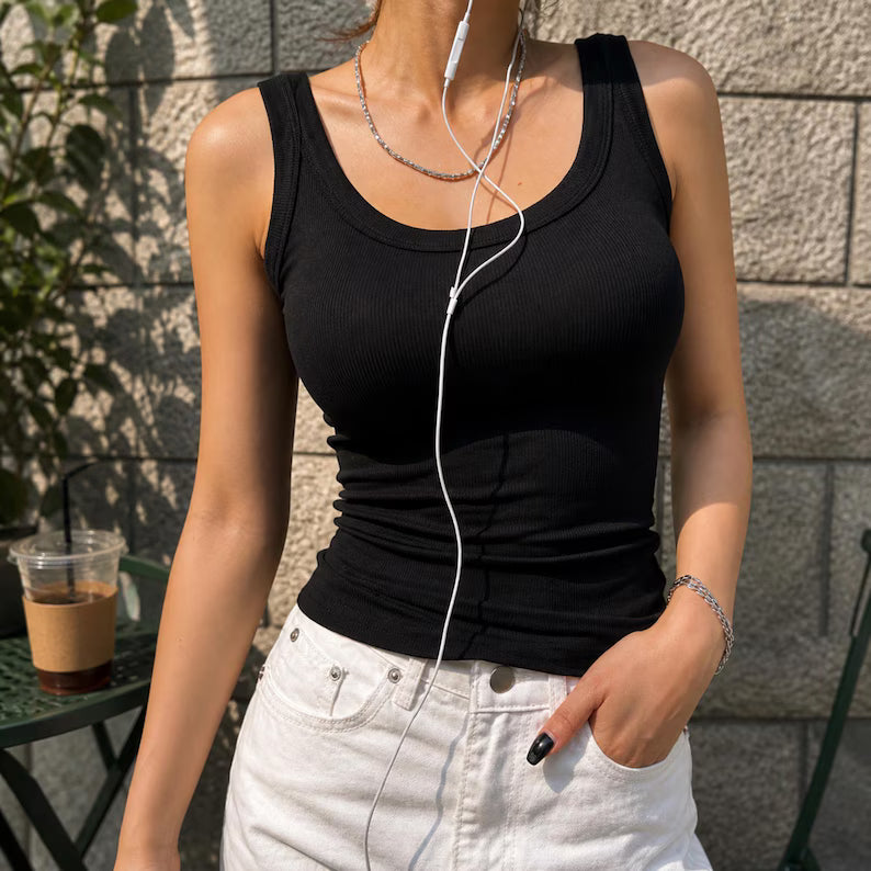 Premium Ribbed Tank Top Women's Sleeveless Basic Summer Top