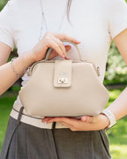 Personalized Leather Doctor Bag Purse - Monogram Top Handle Crossbody Satchel