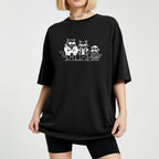 Three Cats Graphic Tee - Retro Unisex Cotton Shirt