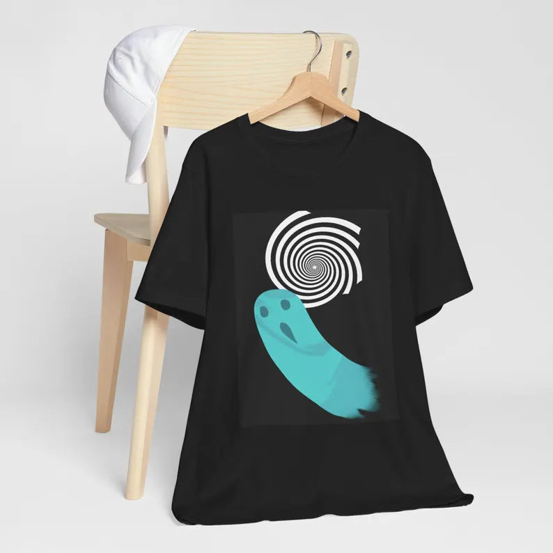 Nicole's Hypnotic Spiral Ghost Tee - Spooky Retro Ghost T-Shirt