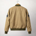 Retro Khaki Cotton Bomber Jacket | Lightweight Zip-Up Flight Jacket