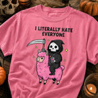 Grim Reaper Llama Halloween Shirt - Sarcastic Spooky Graphic Tee
