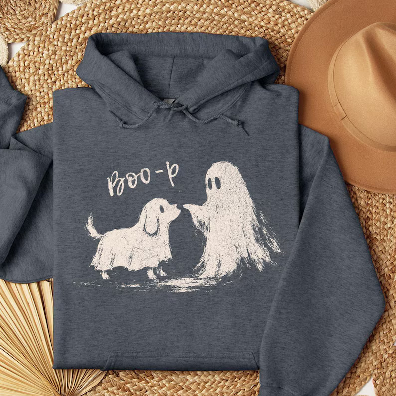Cute Ghost Dog Hoodie - Boo-P Halloween Funny Dog Lover Pullover
