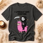 Grim Reaper Llama Halloween Shirt - Sarcastic Spooky Graphic Tee