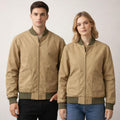 Retro Khaki Cotton Bomber Jacket | Lightweight Zip-Up Flight Jacket