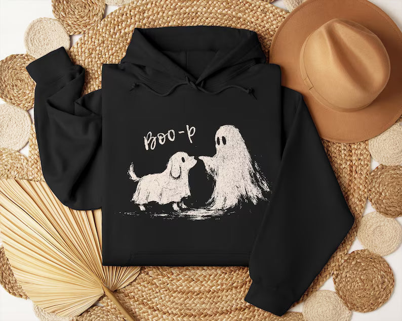 Cute Ghost Dog Hoodie - Boo-P Halloween Funny Dog Lover Pullover