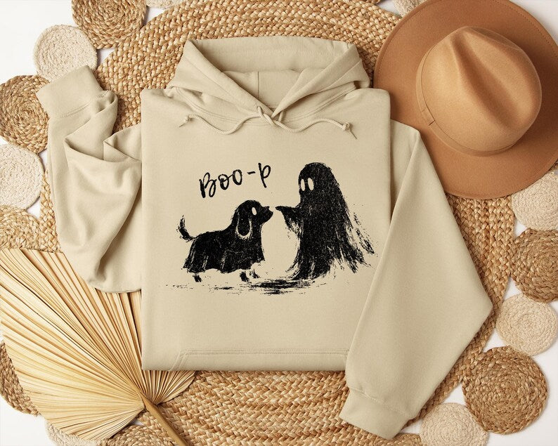 Cute Ghost Dog Hoodie - Boo-P Halloween Funny Dog Lover Pullover