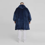 Navy Blue Wearable Blanket Hoodie - Oversized Soft Cozy Fleece Loungewear for Men & Women