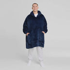 Navy Blue Wearable Blanket Hoodie - Oversized Soft Cozy Fleece Loungewear for Men & Women