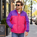 Retro Pink Purple 90s Windbreaker Jacket - Handmade Colorblock Lightweight Streetwear